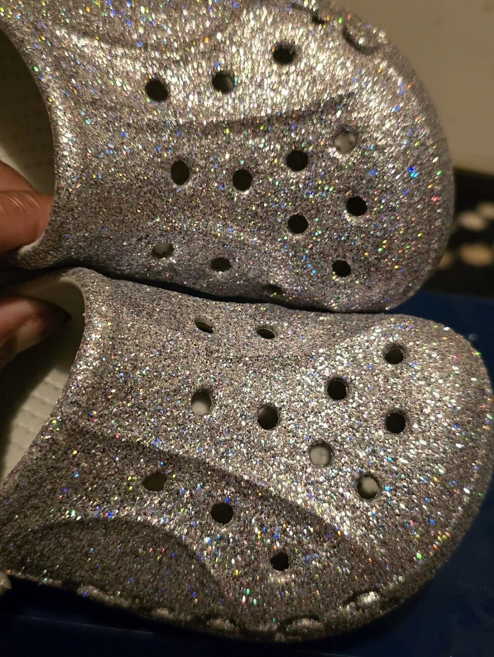 Crocs Kids Glitter Slip-On Clog - Silver